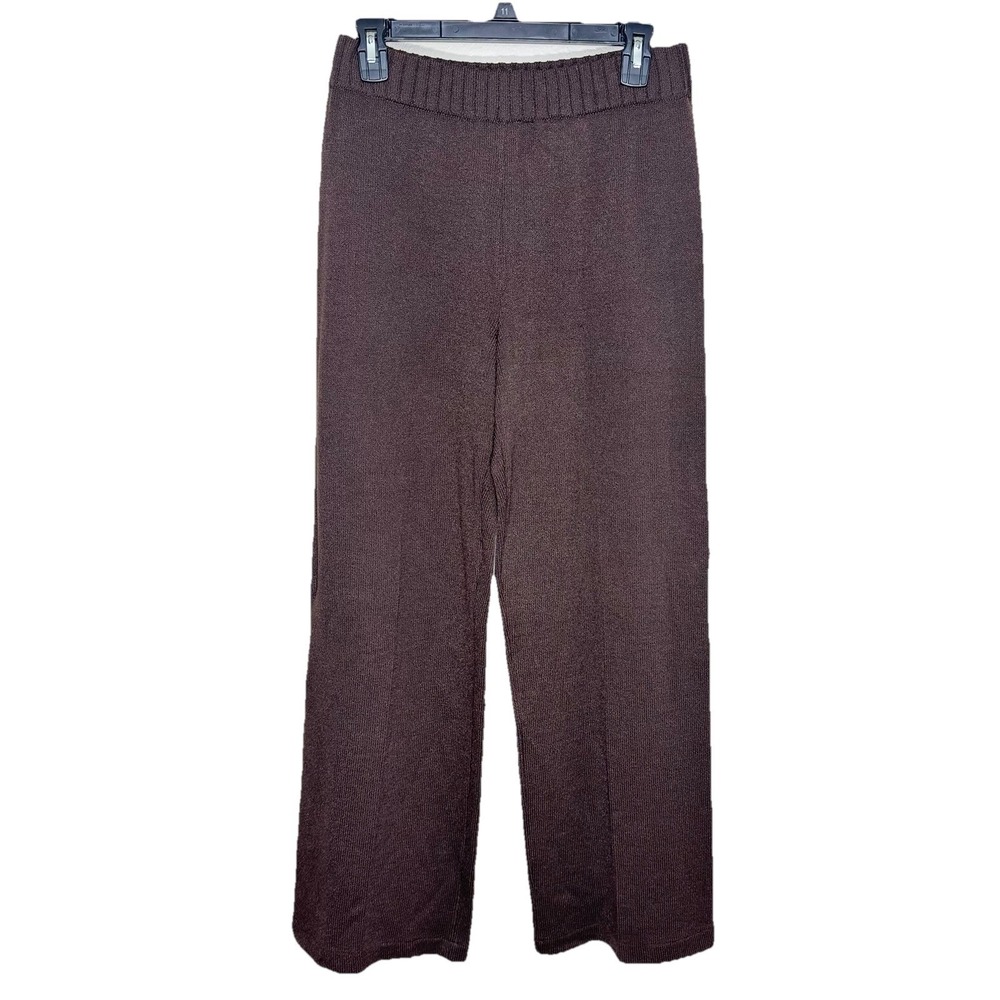 Vintage St. John Sport‎ Women's S Brown Wool Knit Pants Quiet Luxury Wide Leg